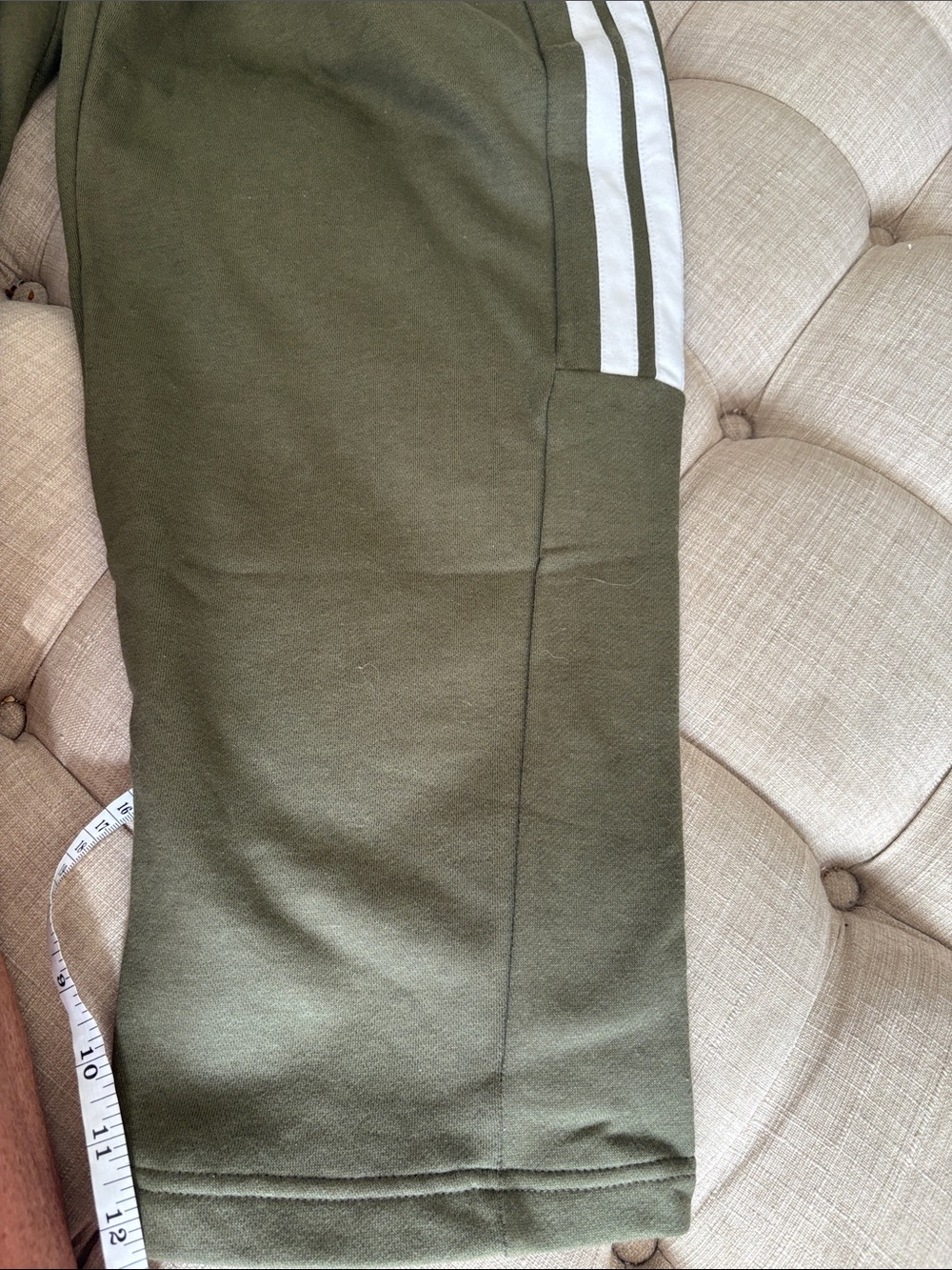 adidas Olive Green Joggers with White Side Stripes - Picture 7 of 7